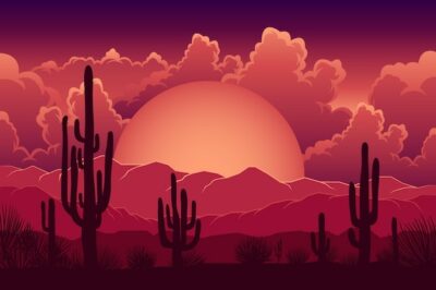 Free Vector | Desert landscape background for video conferencing