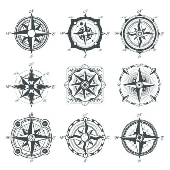 Free Vector | Different vintage compasses set