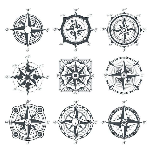 Free Vector | Different vintage compasses set