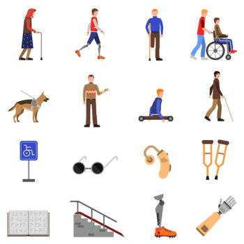 Free Vector | Disabled handicapped people flat icons set