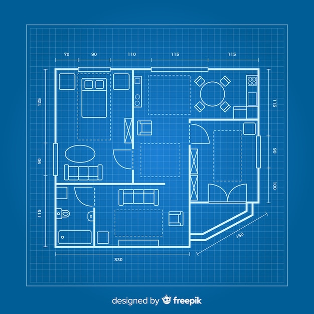 Free Vector | Drawing of a home on blueprint