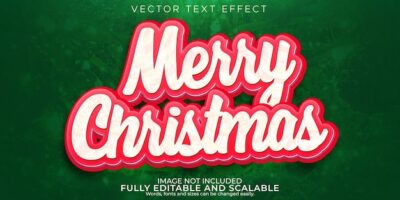 Free Vector | Editable text effect merry christmas, 3d noel and new year font style