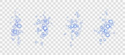 Free Vector | Effervescent water or oxygen fizz blue air bubbles realistic 3d vector illustration moving underwater fizzing champagne or soda drink design elements isolated on transparent background