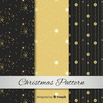 Free Vector | Elegant black and golden christmas pattern collection