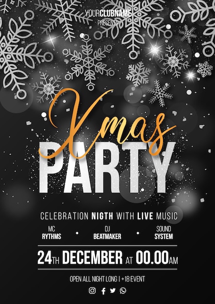 Free Vector | Elegant christmas party poster ready to print