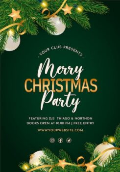 Free Vector | Elegant christmas party poster template