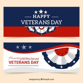 Free Vector | Elegant veterans day banners