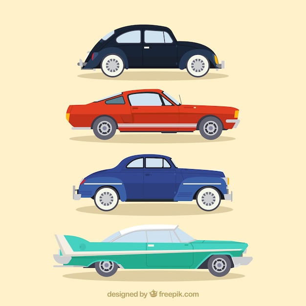 Free Vector | Elegant vintage car set in flat design