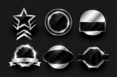 Free Vector | Empty silver label and badges collection