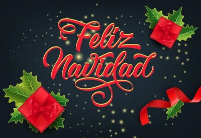 Free Vector | Feliz navidad festive card design. christmas gifts