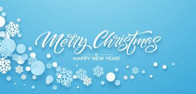 Free Vector | Festive blue christmas background with paper snowflakes. christmas papercut background design for postcard, banner, flyer. vector illustration eps10