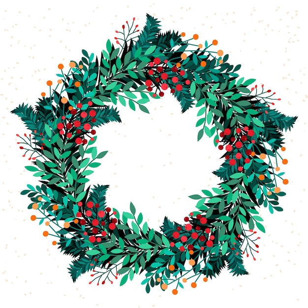 Free Vector | Festive christmas wreath with red fruits