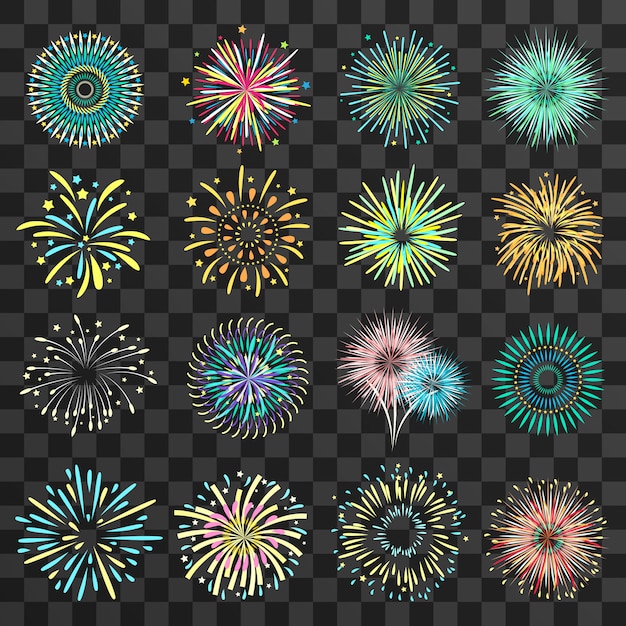 Free Vector | Festive fireworks on dark transparent background