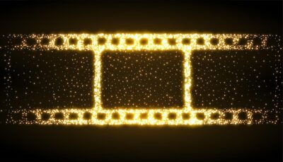 Free Vector | Film reel strip made with golden sparkles
