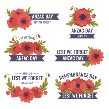 Free Vector | Flat anzac day labels collection