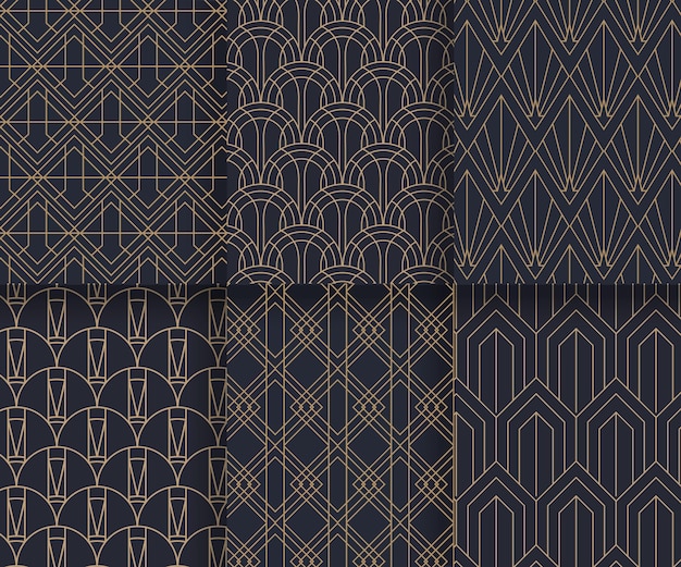 Free Vector | Flat art deco pattern design collection