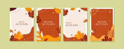 Free Vector | Flat autumn cards collection