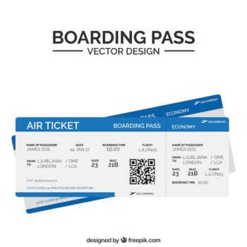 Free Vector | Flat boarding pass with blue zones