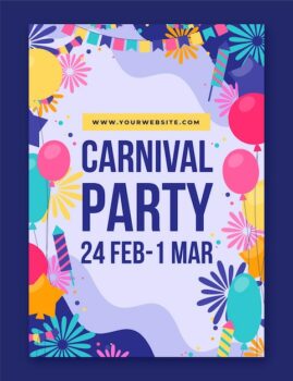 Free Vector | Flat carnival party vertical poster template