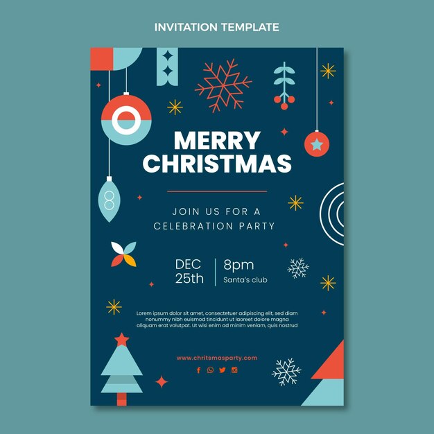 Free Vector | Flat christmas invitation template