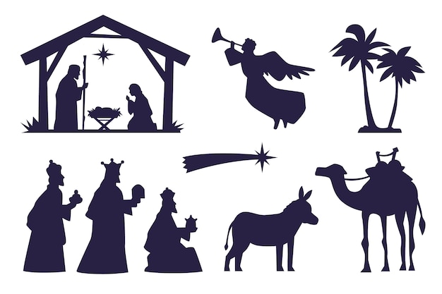 Free Vector | Flat christmas nativity scene silhouette