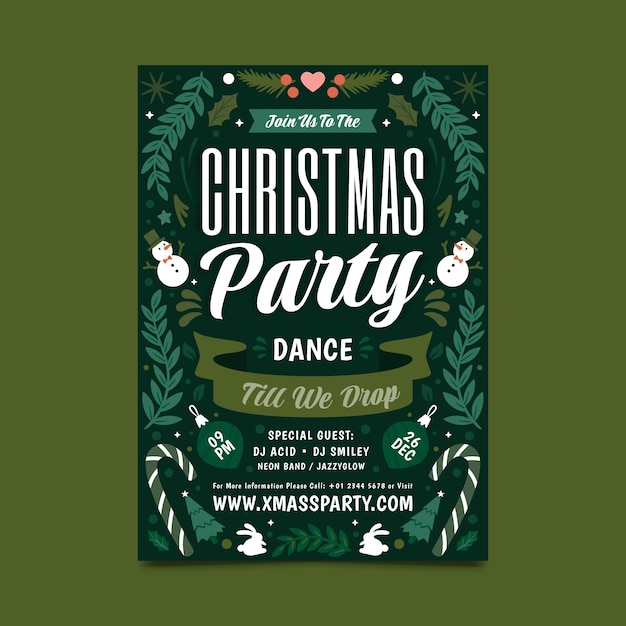 Free Vector | Flat christmas party vertical poster template