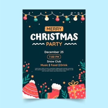 Free Vector | Flat christmas season party poster template