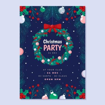 Free Vector | Flat design christmas party flyer
