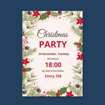 Free Vector | Flat design christmas party poster template