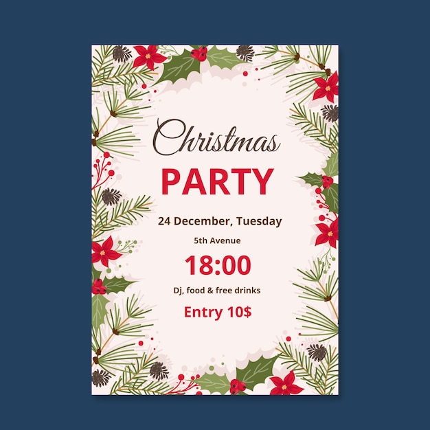 Free Vector | Flat design christmas party poster template