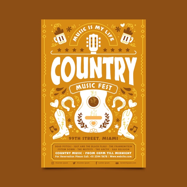 Free Vector | Flat design country music poster