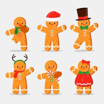 Free Vector | Flat design gingerbread man cookie collection