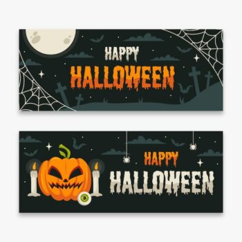 Free Vector | Flat design halloween banner collection