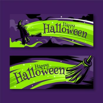 Free Vector | Flat design halloween banners template