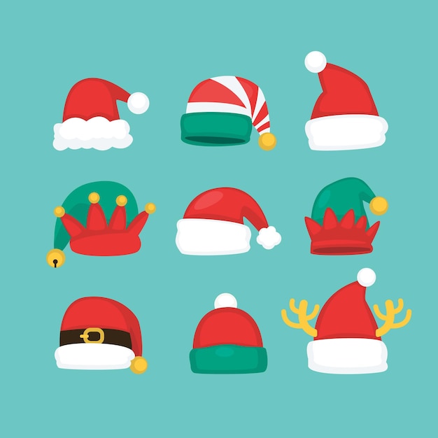 Free Vector | Flat design santa claus hat collection