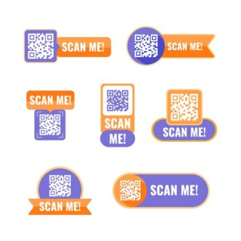 Free Vector | Flat design scan me label collection