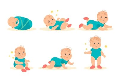 Free Vector | Flat design stages of a baby boy illustration