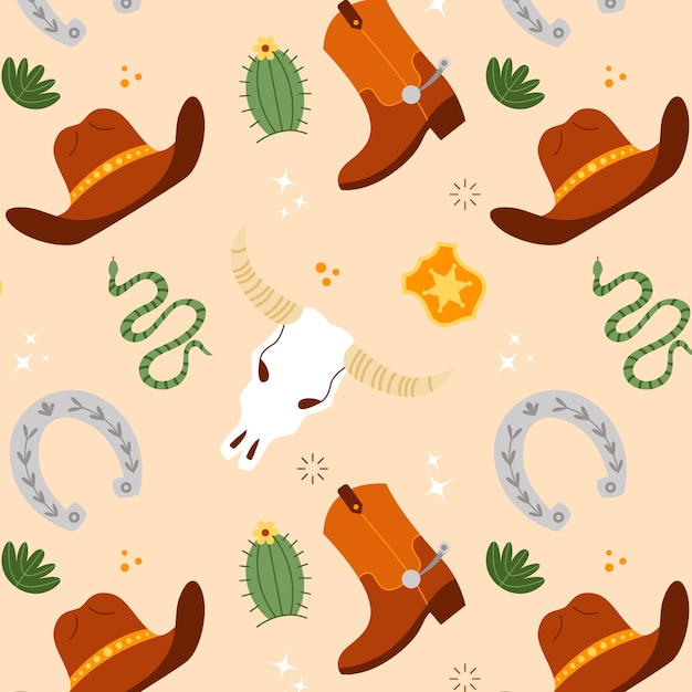 Free Vector | Flat design western seamless pattern