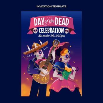 Free Vector | Flat dia de muertos invitation template