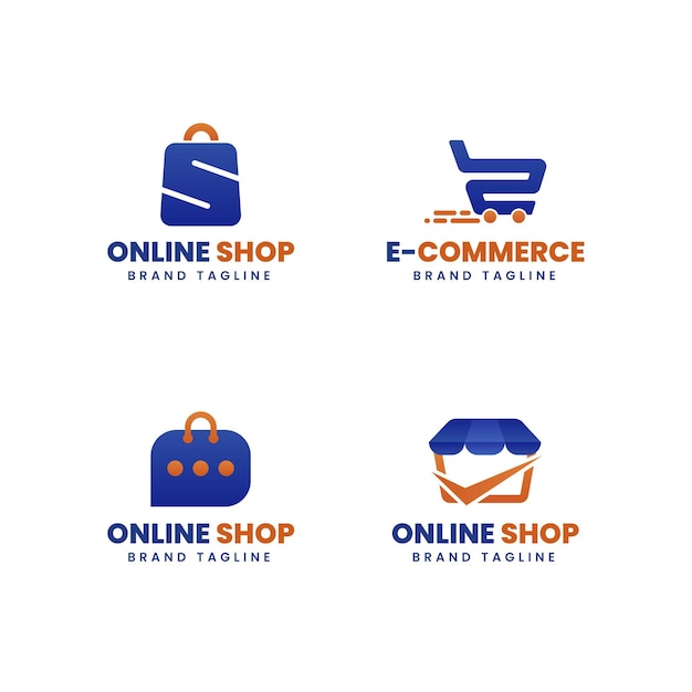 Free Vector | Flat e-commerce logos collection