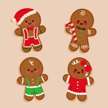 Free Vector | Flat gingerbread man cookie collection
