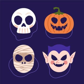 Free Vector | Flat halloween mask elements collection