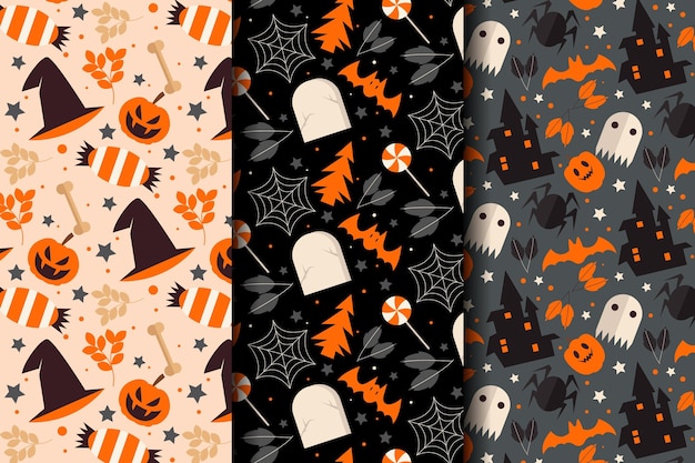 Free Vector | Flat halloween patterns collection