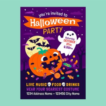 Free Vector | Flat halloween vertical poster template