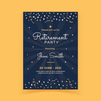 Free Vector | Flat retirement greeting card template