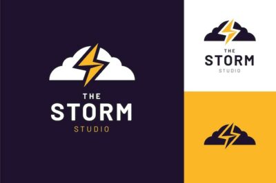 Free Vector | Flat storm logo templates set