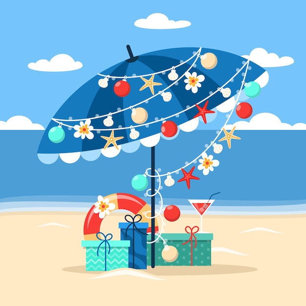 Free Vector | Flat summer christmas illustration