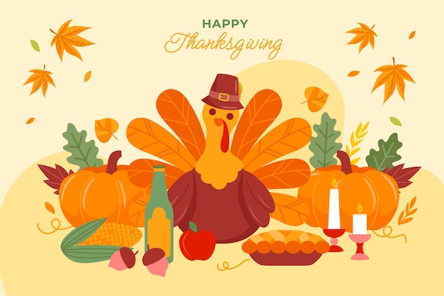 Free Vector | Flat thanksgiving background