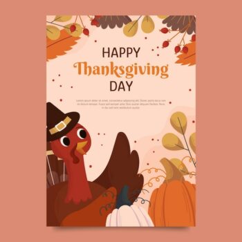 Free Vector | Flat thanksgiving celebration greeting card template