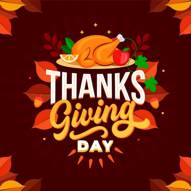 Free Vector | Flat thanksgiving text illustration